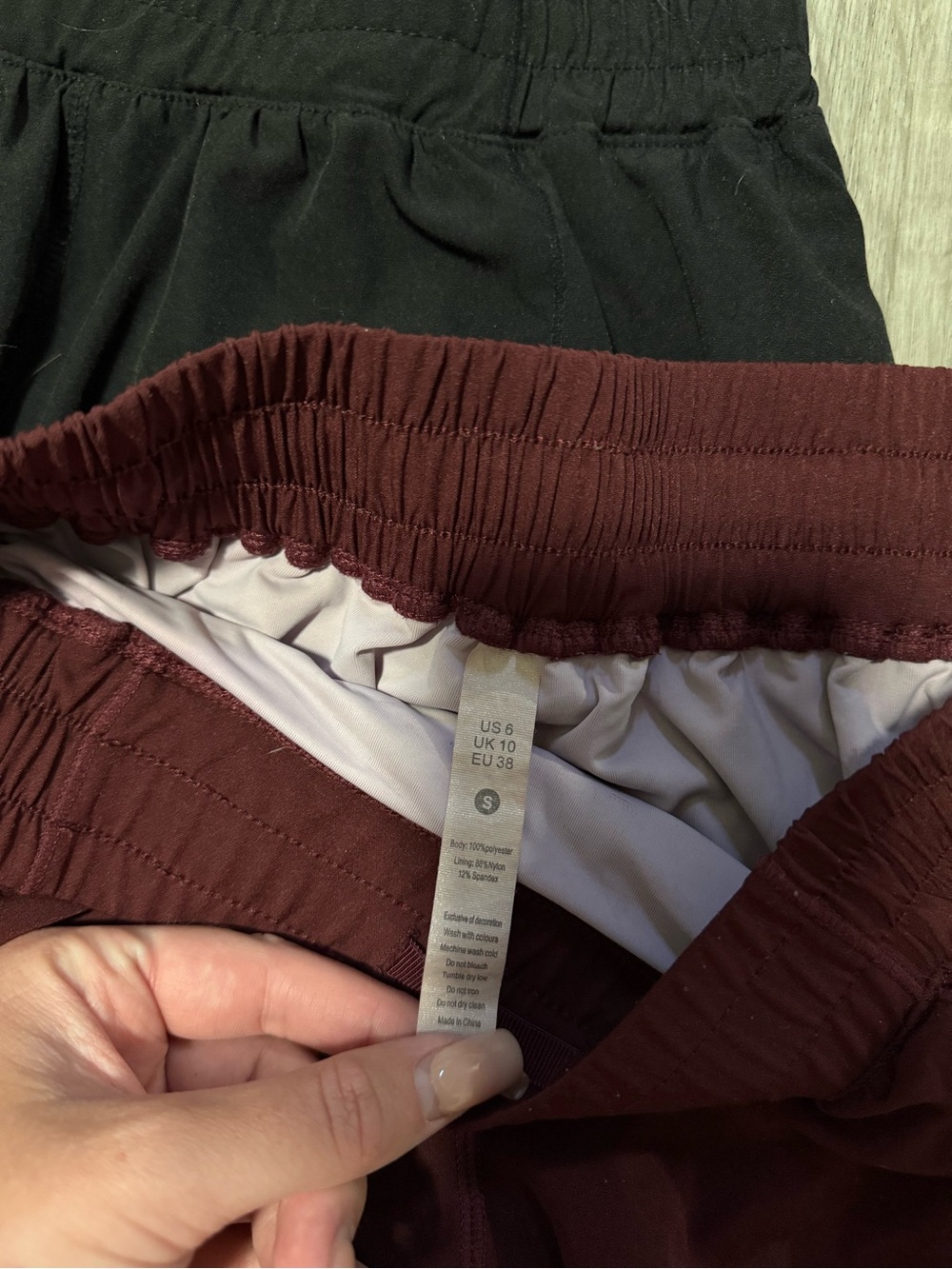 Elastic Waist Burgundy and Black Shorts
